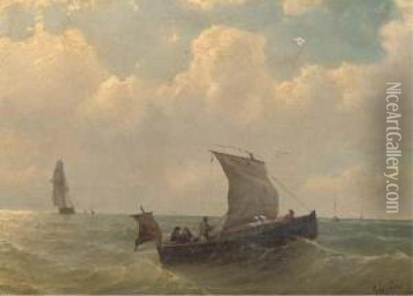 Sailing On Open Water Oil Painting - Petrus Paulus Schiedges
