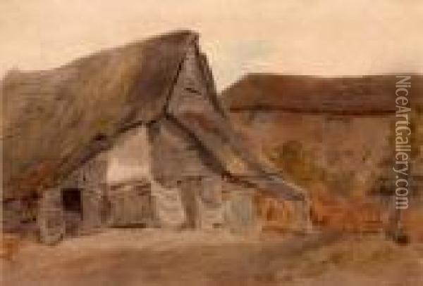 Thatched Cottages At St Albans Oil Painting - William Henry Hunt