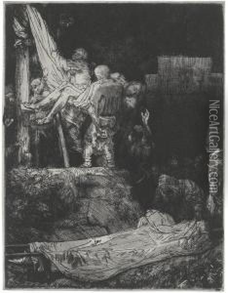 The Descent From The Cross By Torchlight (b., Holl. 83; H. 280; Bb. 54-g) Oil Painting - Rembrandt Van Rijn