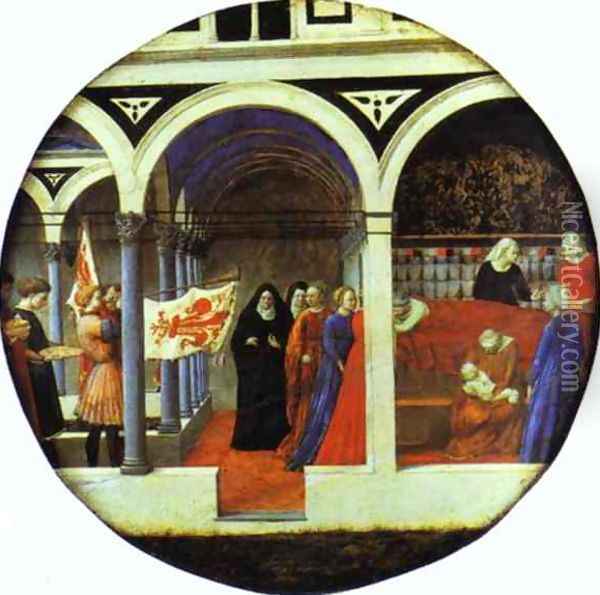 Birth Salver Oil Painting - Masaccio (Tommaso di Giovanni)