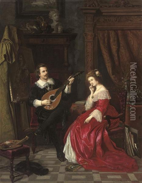 The Serenade Oil Painting - Ede Majsch