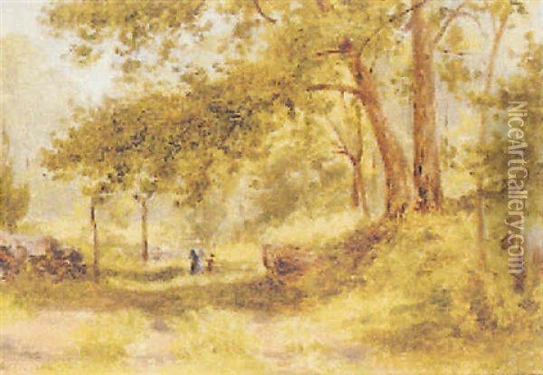 A Walk In The Woods Oil Painting - William Rickarby Miller