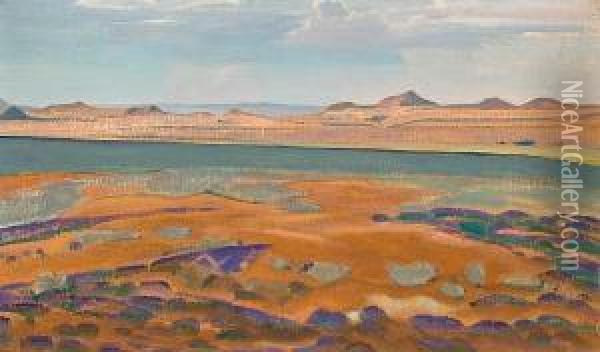 Rocky Landscape, C. 1921 Oil Painting - Nicolaj Konstantinov Roerich
