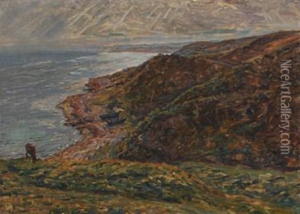 Coastal Scenery, Refsnaes Oil Painting - Viggo Johansen
