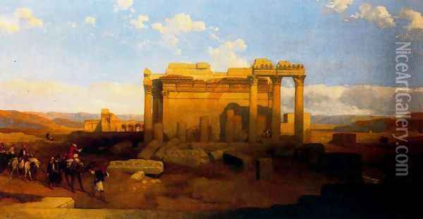 The ruins of the small Temple of Baalbec Oil Painting - David Roberts