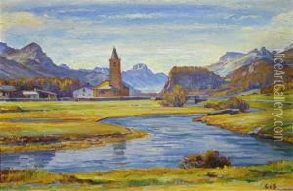 View Of Sils Baselgia Oil Painting - Carl Albert Von Salis-Soglio
