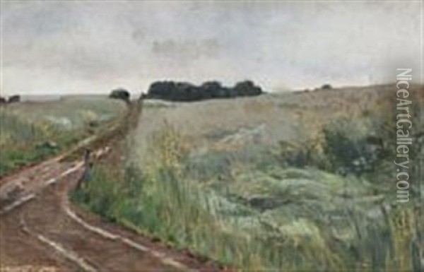 A Cloudy Day Near A Country Road Oil Painting - Janus la Cour