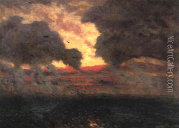 Les Corbeaux; Soir D'orage Oil Painting - Jules Breton