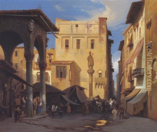 Romische Marktszene Oil Painting - Carl Friedrich Heinrich Werner