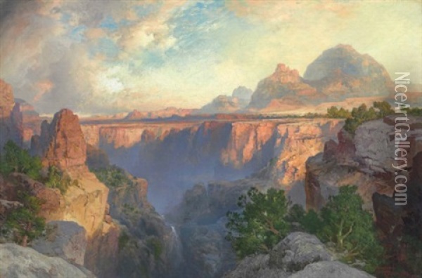 Canyon Of The Virgin River Oil Painting - Thomas Moran