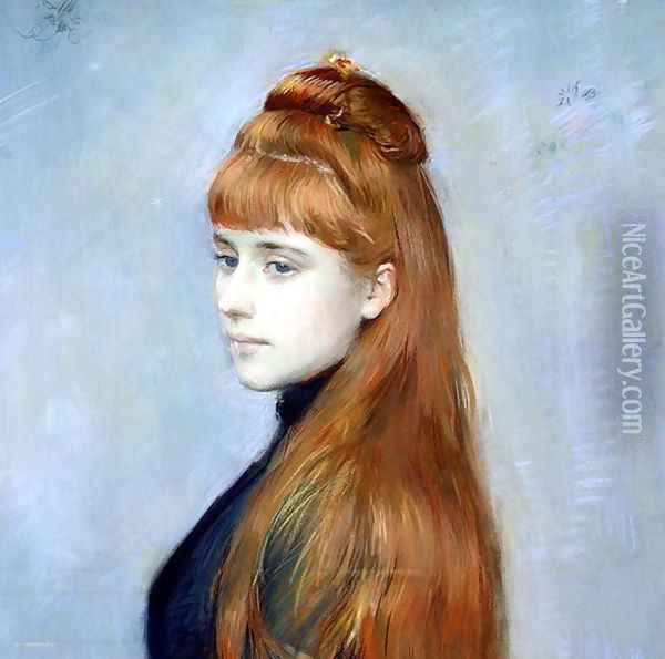 Portrait of Mademoiselle Alice Guerin (detail) Oil Painting - Paul Cesar Helleu