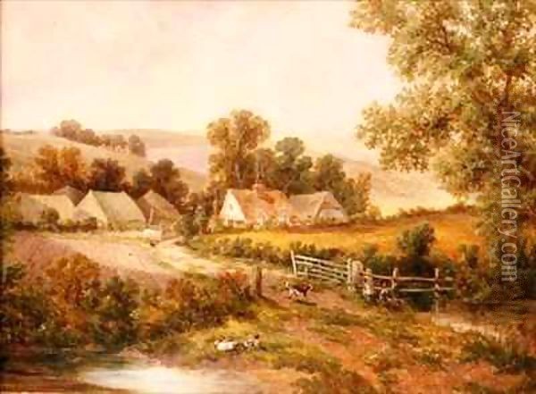Farmyard scene Oil Painting - C.L. Boes