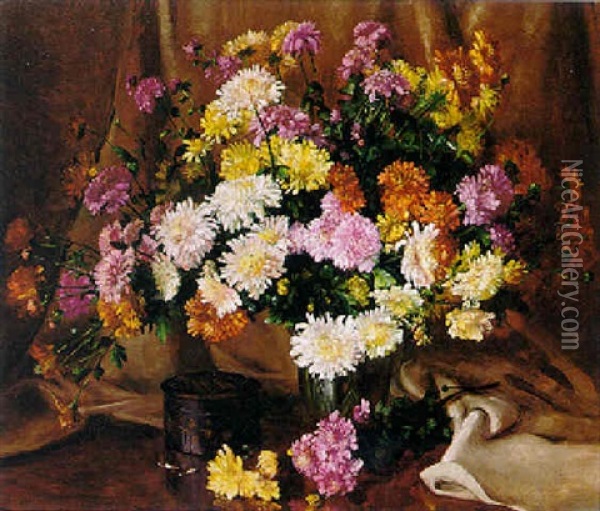 Chrysanthemums Oil Painting - Willem Elisa Roelofs