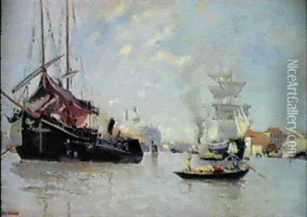 Skeppet, Motiv Fran Venedig Oil Painting - Carl Skanberg
