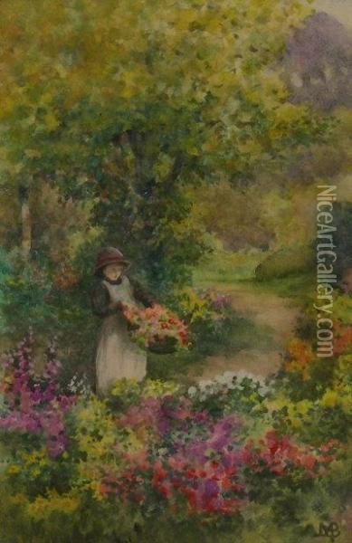 Gathering Flowers Oil Painting - Mildred Anne Butler