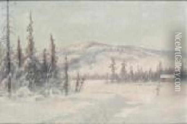 Vintervag, Motiv Fran Granberget, Varmland Oil Painting - Anshelm Schultzberg
