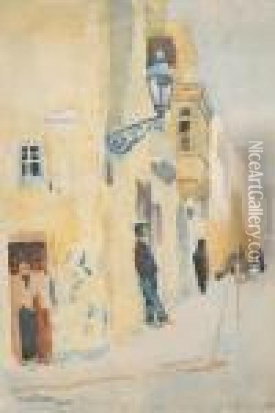 Street Scene, Malta Oil Painting - James Paterson
