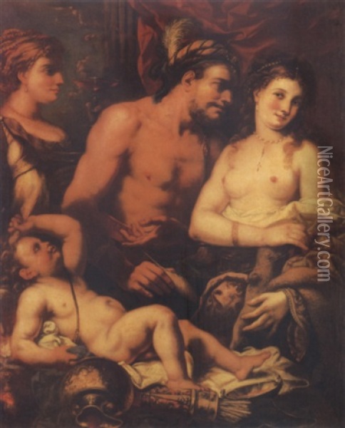 Hercules And Iole Oil Painting - Francesco Rosa