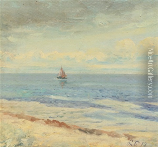 Fishing Boat Off The Coast Of Skagen Oil Painting - Laurits Regner Tuxen