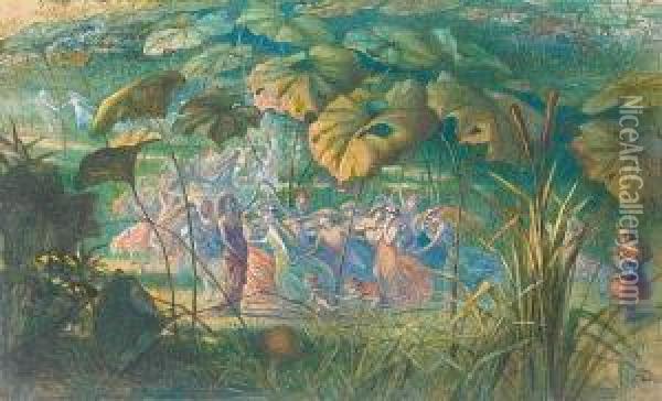 In Fairy Land: An Elfin Dance Oil Painting - Richard Doyle