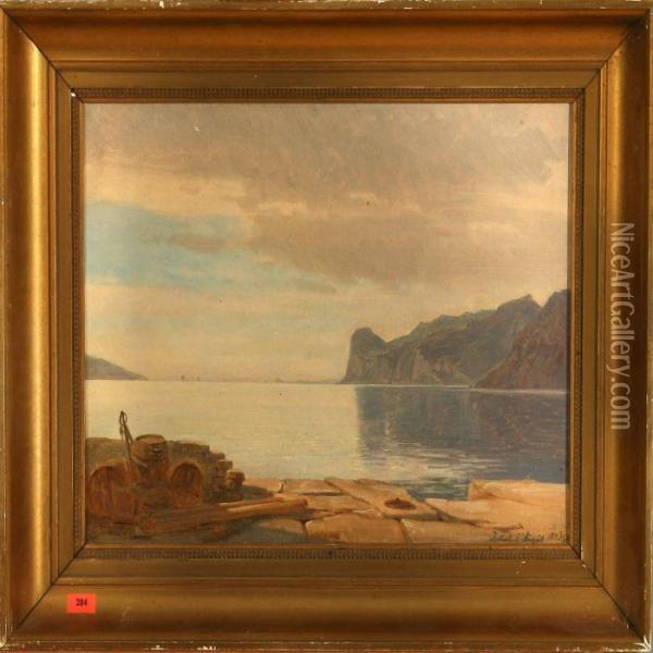 View Of Torbole Overlago Di Garda, Italy Oil Painting - Frederik Niels M. Rohde
