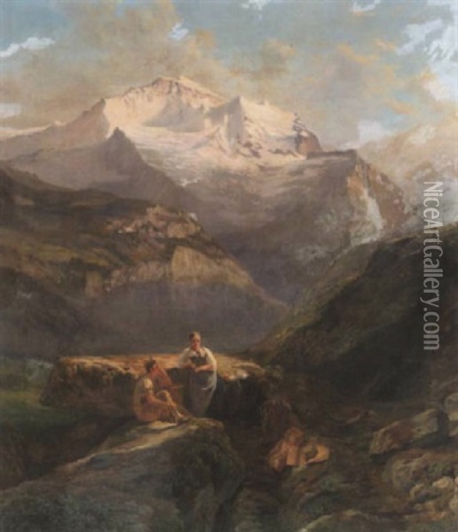 Jungfraumassiv Oil Painting - Abraham Sigmund A. von Bonstetten