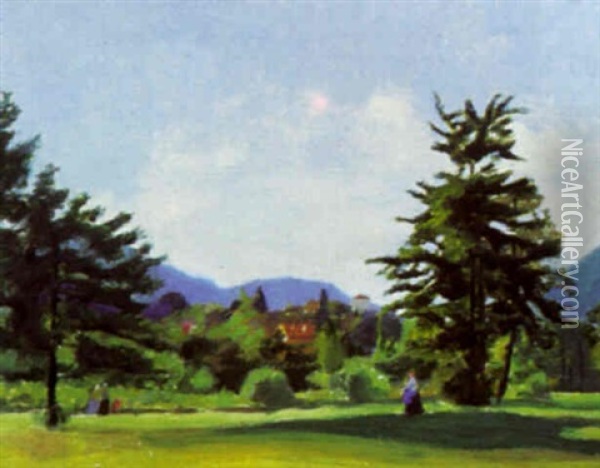Landschaft Bei Ascona Oil Painting - Otto Luessi