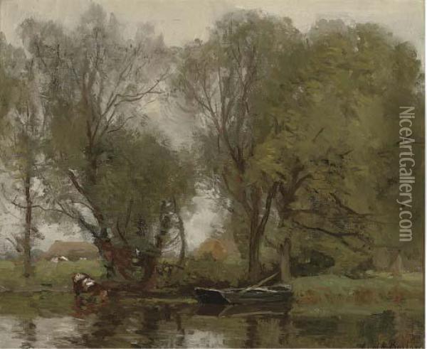 On The Ouse Oil Painting - John Noble Barlow