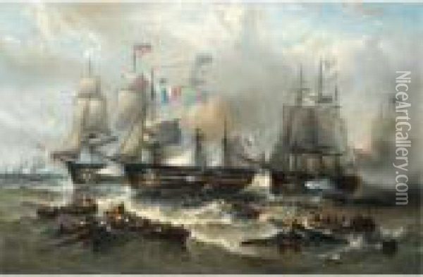 The Battle Of Trafalgar, 21st October 1805 Oil Painting - Francois Etienne Musin