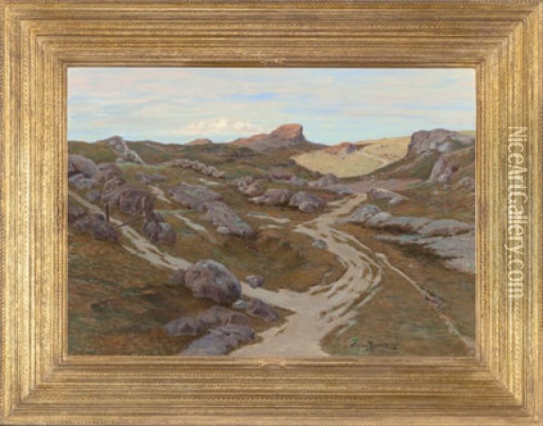 Path Through A Rocky Landscape, 1915 Oil Painting - Stephen Parrish