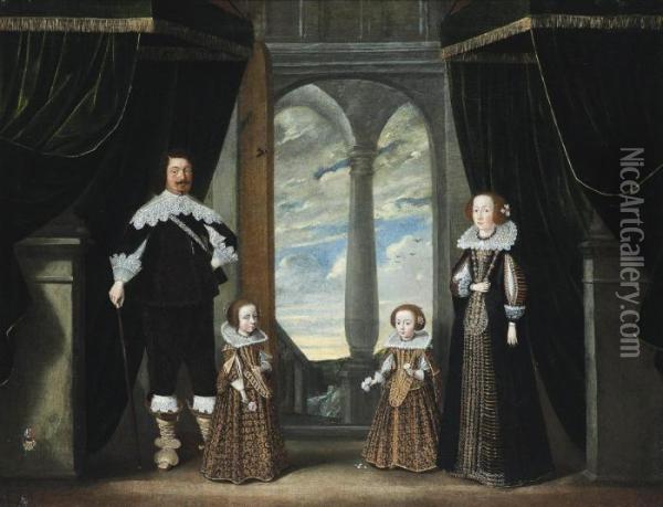 Group Portrait Of An Aristocratic Family Oil Painting - Wolfgang Heimbach