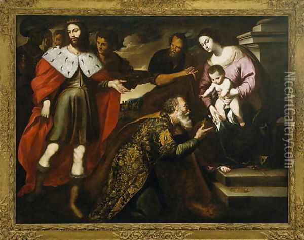 Adoration of the Magi, 1650s Oil Painting - Andrea Vaccaro