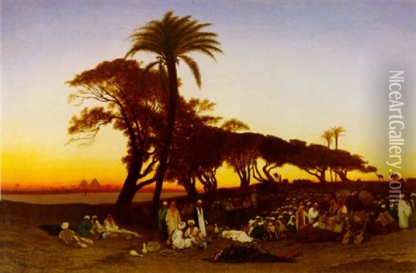Twilight Near Cairo Oil Painting - Charles Theodore (Frere Bey) Frere