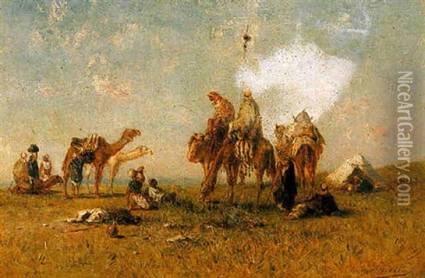 A Desert Encampment Oil Painting - Narcisse Berchere