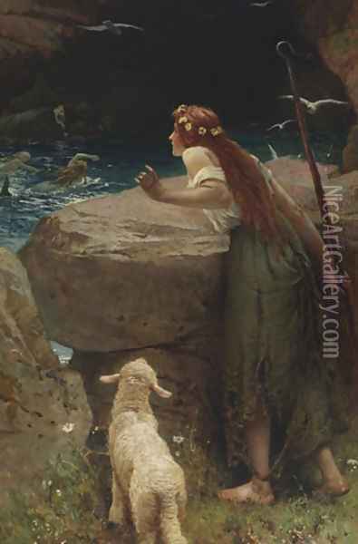 The shepherdess Oil Painting - Edward Frederick Brewtnall