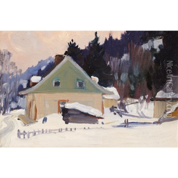 La Maison Au Pique Vert Oil Painting - Clarence Alphonse Gagnon