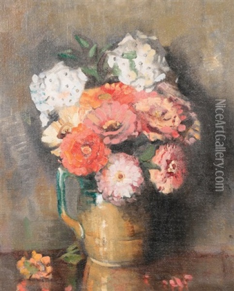 Still Life Of Flowers Oil Painting - William George Robb