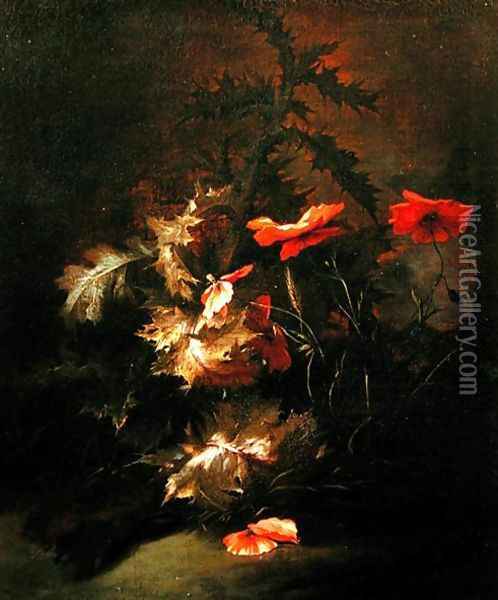 Thistles and Poppies Oil Painting - Jan van Kessel