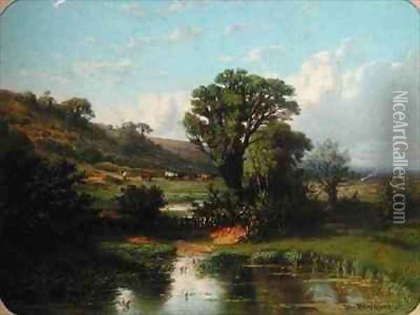 Landscape with a Herd of Cows Oil Painting - Michel Bouquet