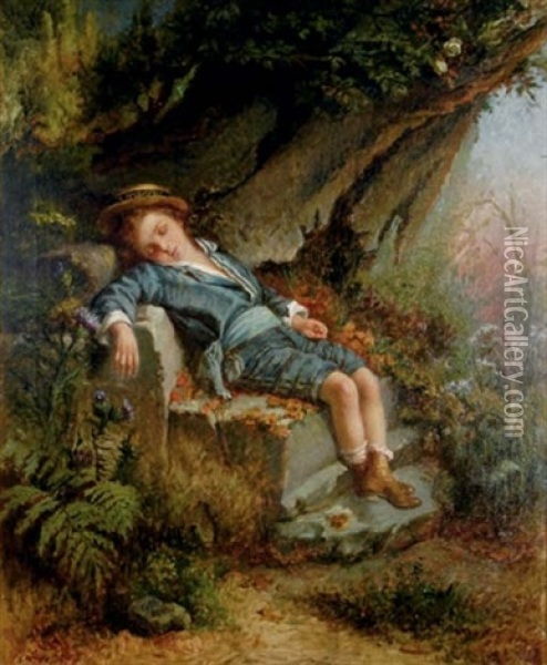 L'enfant Fatigue Oil Painting - Zoe-Laure de Chatillon