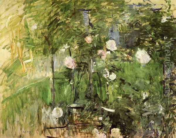A Corner Of The Rose Garden Oil Painting - Berthe Morisot