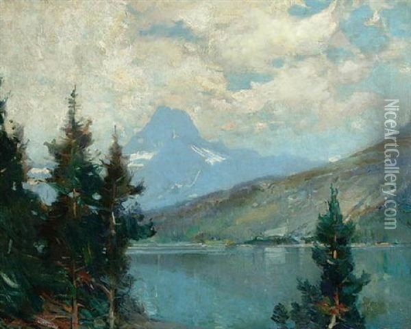 Grinnell Mountain Lake Mcdermott, Montana Oil Painting - Oliver Dennett Grover