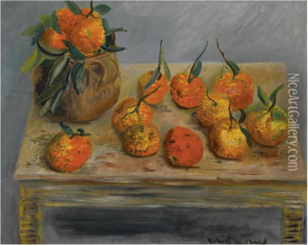 Still Life With Oranges Oil Painting - Boris Dimitrevich Grigoriev
