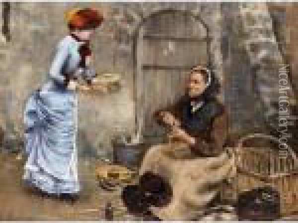 The Basket Weaver Oil Painting - Norbert Goeneutte