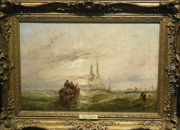 Ships Along The English Coast Oil Painting - Edwin Hayes