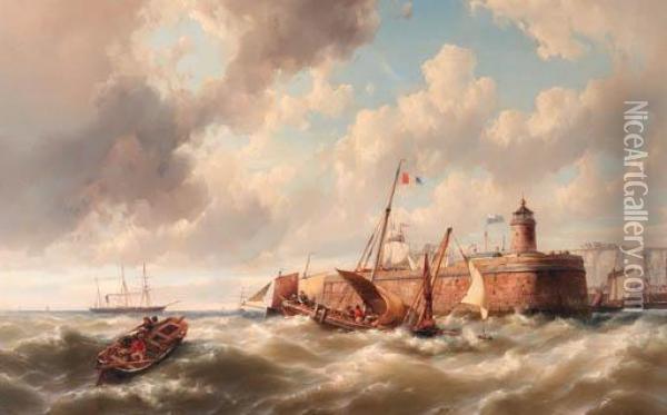 Almost Safe In Port Oil Painting - Hermanus Jr. Koekkoek