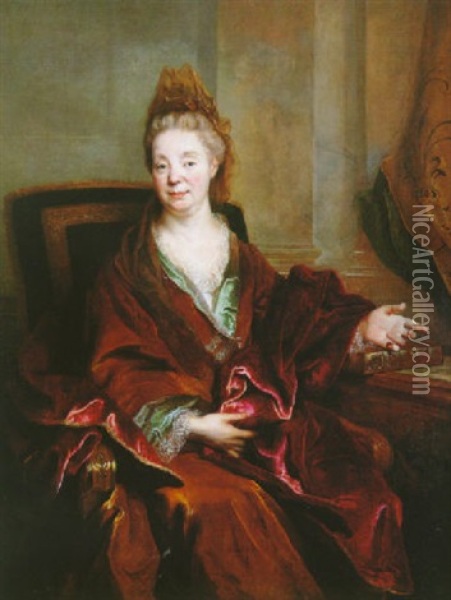 Portrait De Madame Titon Nee Marguerite Becaille Oil Painting - Nicolas de Largilliere