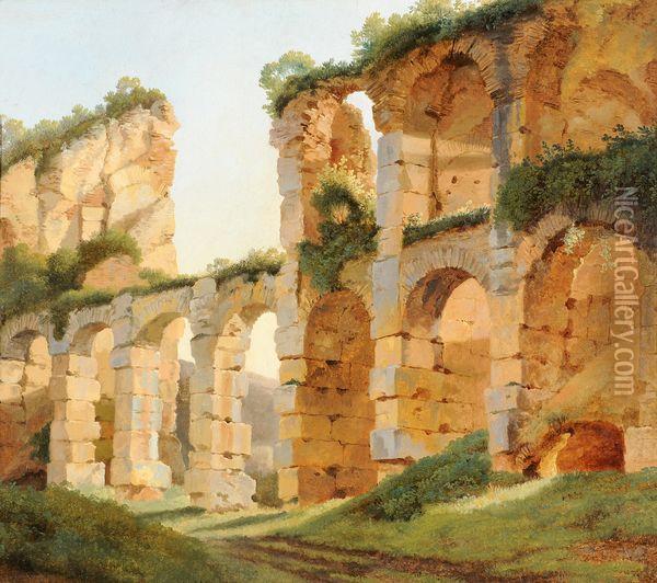 Vue D'un Aqueduc Oil Painting - George Augustus Wallis