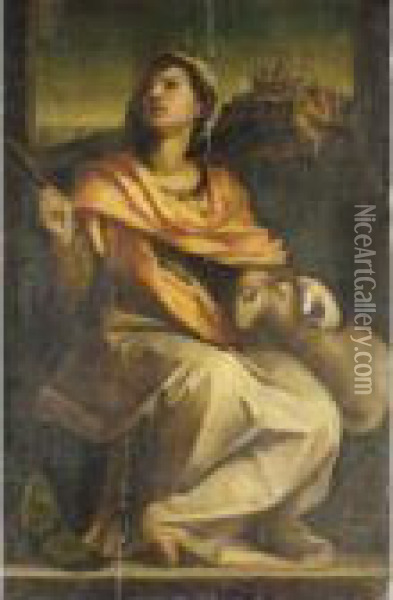 Saint Agnes Oil Painting - Andrea Del Sarto