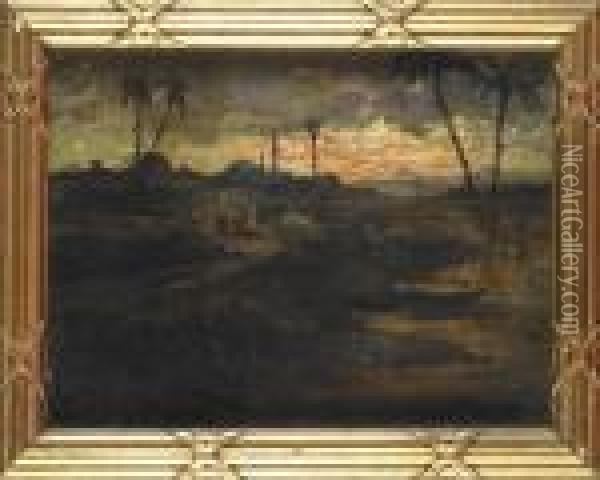Paesaggio Orientale Oil Painting - Achille Vertunni